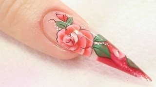 Rose Acrylic Nail Design Tutorial [upl. by Ameerahs]