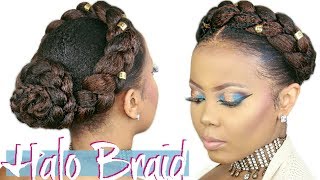 HOW TO  FAUX HALO BRAID TUTORIAL CROWN BRAID W KANEKALON HAIR 4C NATURAL HAIRSTYLE  TASTEPINK [upl. by Dilaw496]