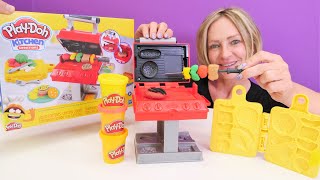 Play Doh Schule mit Nicole Wir packen ein neues Grillset aus Knete Video für Kinder [upl. by Brodie]