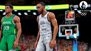 NBA 2K25 Olympics Mode  USA vs Brazil Quarterfinals  Ultra Realistic Gameplay [upl. by Nosirrah428]