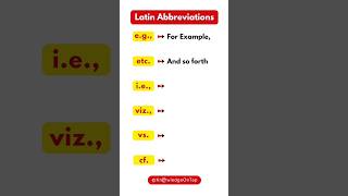 Latin Abbreviations in English fullform englishvocabulary [upl. by Agnesse]