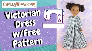 Free Doll Clothes Patterns 15 Inch Dolls Gingham Dress Sewing Tutorial Video with Sewing Patterns [upl. by Nomar]