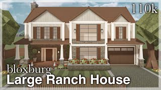 Bloxburg  Large Ranch House Speedbuild exterior [upl. by Dorian]