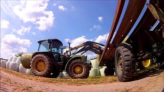 Siloballen fahren mit John Deere 6120 und 2650 [upl. by Hcra]