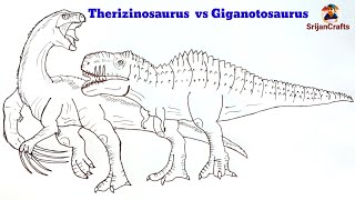 How to draw dinosaurs  Jurassic world  Therizinosaurus vs Giganotosaurus  dinosaur drawing [upl. by Eiznik]