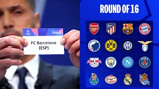 UEFA Champions League Round of 16 Live Draw Today  Qualified Teams  Full Fixtures  UCL 202324 [upl. by Enilorak416]