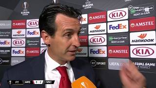 Another good evening for Arsenal Unai Emery reacts to lastgasp Europa League win [upl. by Lucina]