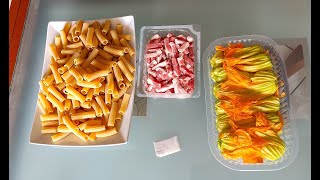 Pasta con FIORI di ZUCCA e PANCETTA CROCCANTE  Sfiziosaaaaaaa [upl. by Delamare879]