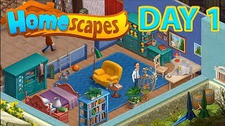 HOMESCAPES Gameplay  Android  iOS   DAY 1 Walkthrough [upl. by Kathlene526]