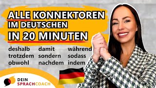 Lerne ALLE KONNEKTOREN im DEUTSCHEN🇩🇪 in 20 Minuten Satzbau  Grammatik  Hauptsatz Nebensatz [upl. by Maiah]