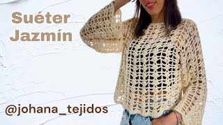 Suéter Jazmín Tejido a crochet Calado Todas las tallas Tutorial paso a paso [upl. by Creath]