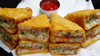 Bread Pakora recipe  How to make Potato Bread Pakora  Aloo Bread Pakora [upl. by Dene80]