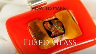 How to create a Fused Glass Pendant Orange Amber amp Dichroic [upl. by Ahseela323]