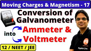 Moving Charges amp Magnetism 17 Conversion of Galvanometer into Ammeter and Voltmeter For 12NEETJEE [upl. by Airtap]