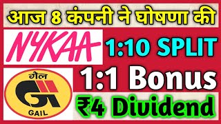 8 Shares • Nykaa Ltd • Gail India • Declared High Dividend Bonus amp Split With Ex Dates [upl. by Alikee643]