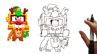 How To Draw New Brawler Skin Sleigher Griff  Brawl Stars Step by Step [upl. by Theta995]