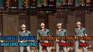 Core i3 1005G1 vs i5 1035G1 vs Ryzen 5 3500U vs Ryzen 7 3700U vs 4700U [upl. by Suirada]