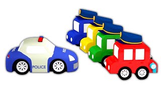 4 carros coloridos e os carros de polícia Desenho animado infantil Desenhos animados em português [upl. by Irihs268]