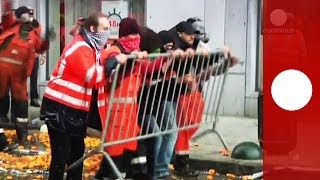 Gewalt in Brüssel zwischen Polizei und Demonstranten [upl. by Adirf105]