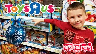 Toys R Us CHRISTMAS  TOY HUNT for Kids  Toys For Tots  LIGHTtheWORLD  Vlogmas Kinder Playtime [upl. by Einnej]