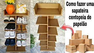 DIY  SAPATEIRA CENTOPEIA COMO FAZER UMA SAPATEIRA DE PAPELÃO SAPATEIRADEPAPELÃO MOVEISDEPAPELÃO [upl. by Nide620]