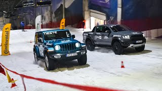 UpHill Snow Drag Jeep Wrangler vs Ford Ranger Raptor [upl. by Faludi999]