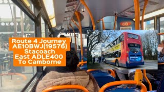 Route 4 Journey  AE10BWJ19576 Stagecoach ADL E400  To Camborne Town [upl. by Llertnad377]