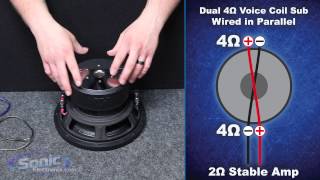 How to Wire a Dual 4 ohm Subwoofer to a 2 ohm Final Impedance  Car Audio 101 [upl. by Yrelav]