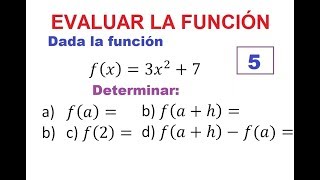 5 EVALUAR UNA FUNCIÓN DE SEGUNDO GRADO [upl. by Earissed]