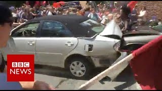 Car rams into crowd of people at Charlottesville rally  BBC News [upl. by Scammon437]