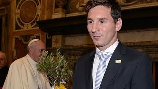 Lionel Messi meets Pope Francis [upl. by Lraep541]