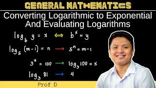 Writing Logarithmic Equations In Exponential Form  Evaluating Logarithms  General Mathematics [upl. by Aunson596]