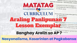 Lesson Exemplar AP 7 Matatag Curriculum Banghay Aralin sa AP 7 Nasyonalismo Kasarinlan at Pagkabansa [upl. by Hamil]