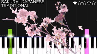 Sakura “Cherry Blossoms”  Japanese Traditional Music  EASY Piano Tutorial [upl. by Rebhun]