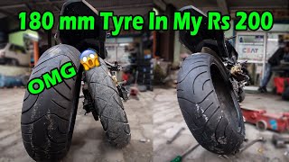 Installing 180mm Tyre in my Pulsar RS200😱 Superbike Tyre In My Rs 200😍 pulsarrs200180tyrers200 [upl. by Etnaik]