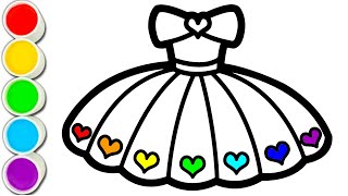 Rainbow Dress Easy and Cute drawing easy with colours  How To Draw Dress [upl. by Nitaf]