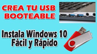 Como crear USB booteable ten Windows 10 en tu memoria instala facil rapido [upl. by Ikairik]