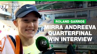 Mirra Andreeva Reacts to HUGE Upset Win over Sabalenka  2024 Roland Garros Quarterfinal [upl. by Placeeda959]