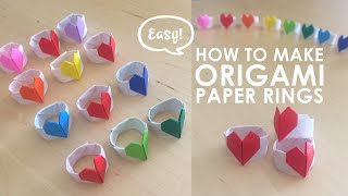 Paper Rings  Origami Heart Ring Tutorial  How to make a Paper Heart Ring  Easy Origami [upl. by Adlai]