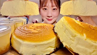 ASMR Rikuros Cheesecake and Pudding【Mukbang Eating Sounds】【English subtitles】 [upl. by Etnovert]