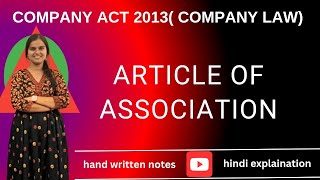 Article of Association  Company Law  B com BBA Notes  hindi hand written notes [upl. by Pride499]