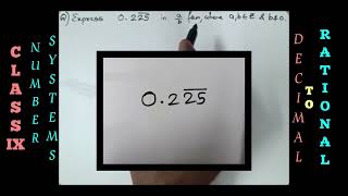 Non Terminating Recurring Decimal to Rational FormNumber SystemsClass9CBSE 2024 [upl. by Litt]