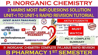 Pharmaceutical Inorganic Chemistry  2 Marks Important Question Solution  BPharm 1 yeat [upl. by Sldney]