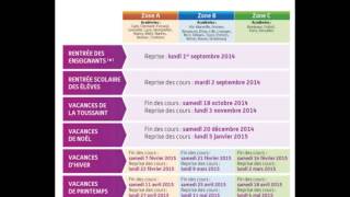 calendrier scolaire 2014  2015  rentrée des classes et vacances [upl. by Saitam77]