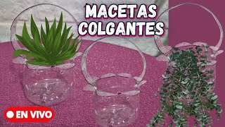 😍 MACETAS COLGANTES DE BOTELLAS PETLiliana Muñoz [upl. by Yacov]