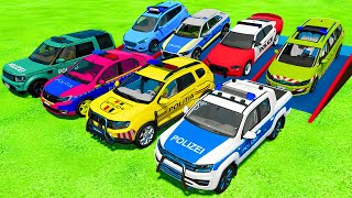 DACIA AUDI VOLKSWAGEN RANGE ROVER FORD DODGE POLICE CARS TRANSPORTING  Farming Simulator 22 [upl. by Yesdnil845]