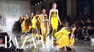 Watch How Gracefully These Models Fall  Harpers BAZAAR [upl. by Shalom946]