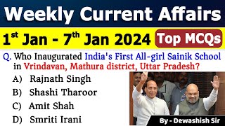 1st to 7th January 2024 Current  January 2024 Weekly Current Affairs current affairs 2024 current [upl. by Norrahc]