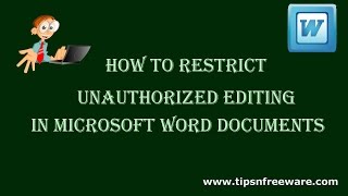 How To Restrict Unauthorised Editing in Microsoft Word Document [upl. by Wagshul]