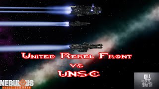 HALO Fleet Battles  URF vs UNSC Space Ship Battle  4v4 Nebulous Fleet Command [upl. by Beutler]